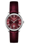 Tissot Women's Swiss Carson Premium Lady Burgundy Leather Strap Watch 30mm In Bordeau