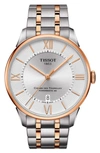 TISSOT CHEMIN DES TOURELLES TWO-TONE BRACELET WATCH, 42MM