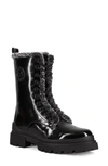Aquatherm By Santana Canada Lynda Waterproof Faux Fur Lined Combat Boot In Black Patent