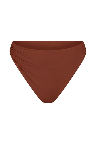 Anemos The Draped Asymmetric Midi Bikini Bottom In Sienna