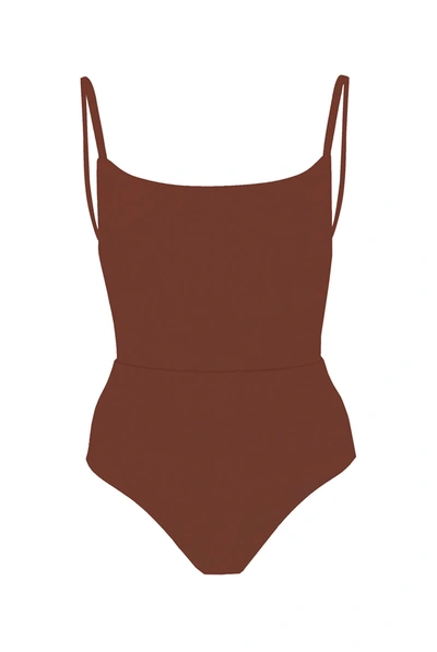 Anemos The Square Neck Open Back One-piece In Sienna