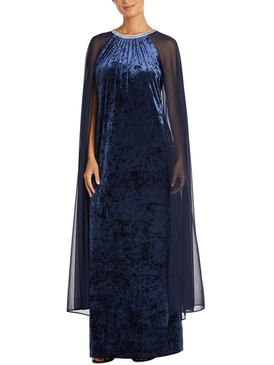 R & M Richards Womens Velvet Sheer Overlay Evening Dress In Multi