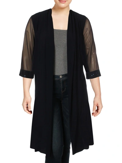 R & M Richards Plus Womens Godet Office Duster Top In Blue