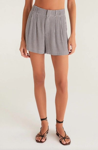 Z Supply Farah Gingham Short In Zs Shadow In Multi