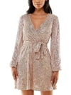 Emerald Sundae Juniors Womens Sequined Short Mini Dress In Gold