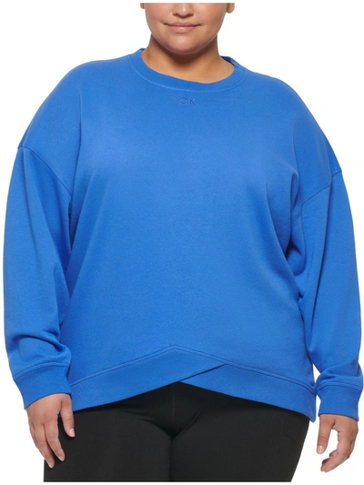Calvin Klein Performance Plus Womens Terry Cozy Sweatshirt In Blue
