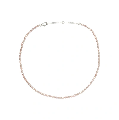 Olivia & Pearl Seed Pearl Necklace Pink In Spn/pink/ss