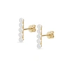 Olivia & Pearl Five Pearl Bar Stud Earrings In Fivebse/yg