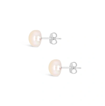 Olivia & Pearl Uat Freshwater Button Pearl Stud Earring In O&p/stud