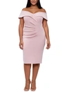 X BY XSCAPE PLUS WOMENS SWEETHEART NECK MIDI COCKTAIL AND PARTY DRESS