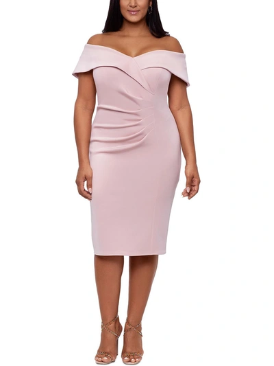 X By Xscape Plus Womens Sweetheart Neck Midi Cocktail And Party Dress In Gold