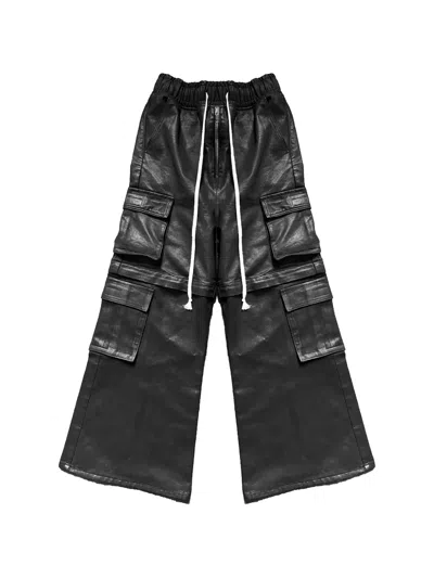 77 Studios M.i.m Convertible Waxed Cargo Pants In Black