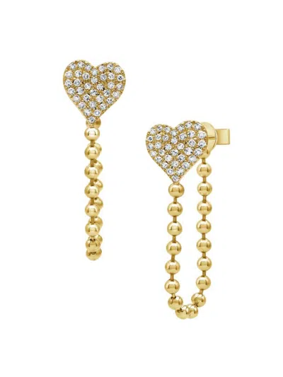 770 Fine Jewelry Women's 14k Yellow Gold & 0.25 Tcw Diamond Heart Stud Earrings