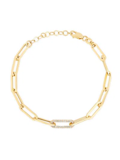 770 Fine Jewelry Women's 14k Yellow Gold & 0.28 Tcw Diamond Paper Clip Chain Bracelet
