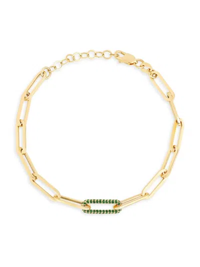770 Fine Jewelry Women's 14k Yellow Gold & Gemstone Paper Clip Chain Bracelet