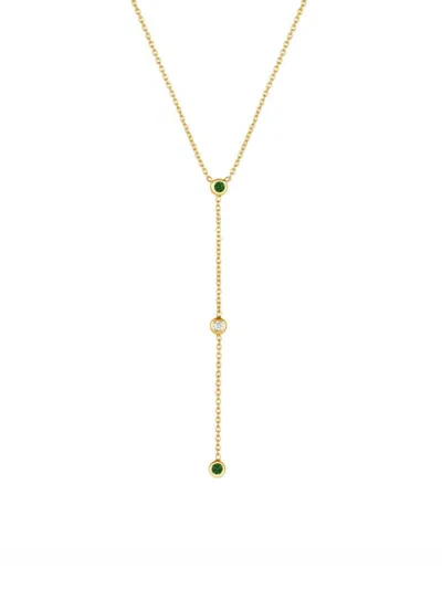770 Fine Jewelry Women's By The Yard 14k Yellow Gold, Emerald & 0.3 Tcw Diamond Lariat Necklace