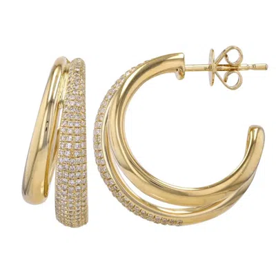 770 Fine Jewelry Women's Domed Golden Diamond Hoops