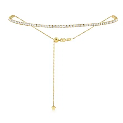 770 Fine Jewelry Women's Gold 3.89ct Adjusable Imperial Diamond Tennis Chocker