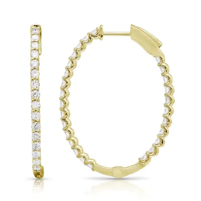 770 Fine Jewelry Women's Gold Diamond Elongated Imperial Hoops