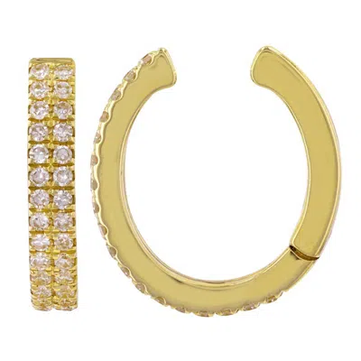 770 Fine Jewelry Women's Gold Double Row Diamond Pave Ear Cuff