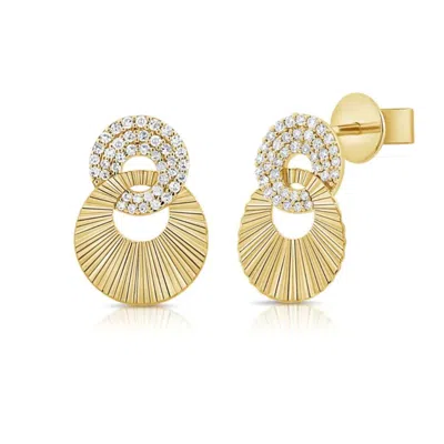 770 Fine Jewelry Women's Gold Fluted & Diamond Earrings