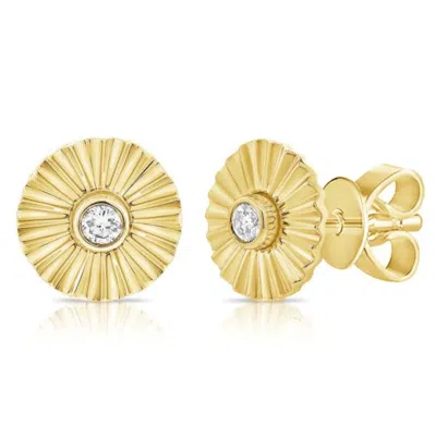 770 Fine Jewelry Women's Gold Fluted Diamond Disc Earrings