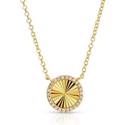 770 Fine Jewelry Women's Gold Fluted Diamond Disc Necklace