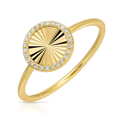 770 Fine Jewelry Women's Gold Fluted Diamond Disc Ring