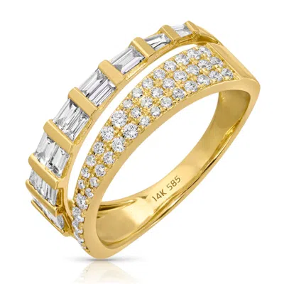770 Fine Jewelry Women's Gold Luxe Diamond Split Baguette/rounds Ring