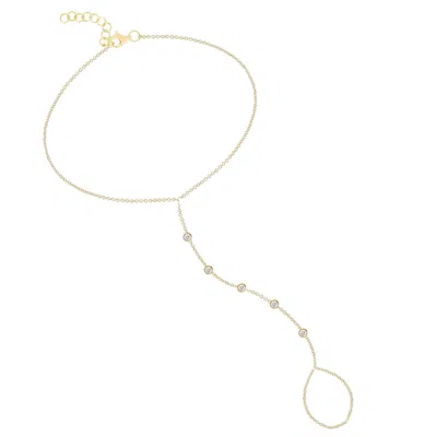 770 Fine Jewelry Women's Gold Multiple Bezels Hand Chain Bracelet