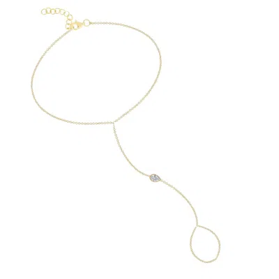 770 Fine Jewelry Women's Gold Single Marquise Shape Bezel Hand Chain Bracelet