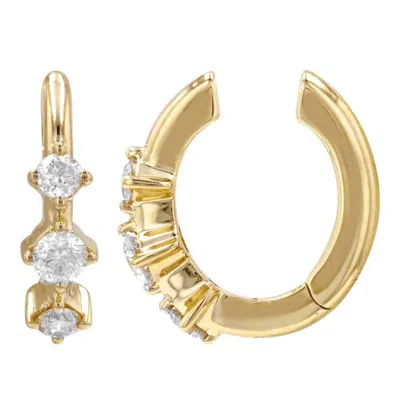 770 Fine Jewelry Women's Gold Solid Triple Diamond Ear Cuff