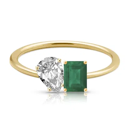 770 Fine Jewelry Women's Gold Toi-et-moi Gemstone Ring In Green