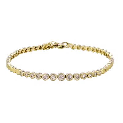 770 Fine Jewelry Women's Graduated Bezel Diamond/gold Disc Bracelet