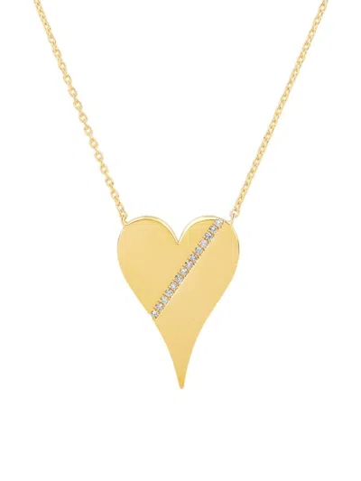 770 Fine Jewelry Women's Jumbo 14k Yellow Gold & 0.15 Tcw Diamond Heart Pendant Necklace