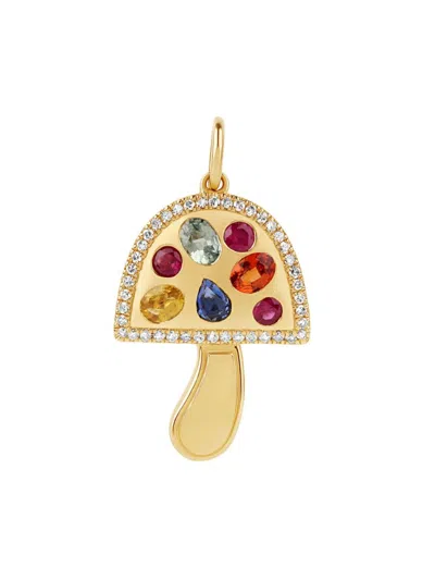 770 Fine Jewelry Women's Mushroom 14k Yellow Gold, 1.36 Tcw Diamond & Multi-gemstone Pendant
