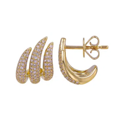 770 Fine Jewelry Women's White / Yellow / Orange Triple Diamond Claw Earrings In Gold