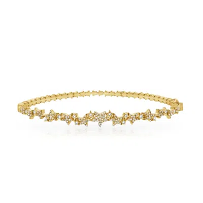 770 Fine Jewelry Women's Yellow / Orange / Rose Gold Diamond Cluster Star Bangle