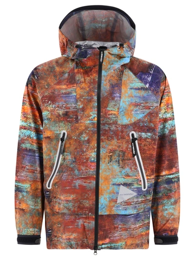 And Wander Pertex-print Rain Jacket In Brown