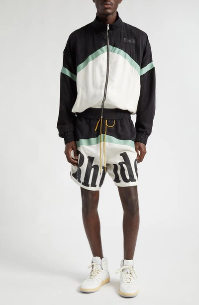 Rhude Awakening 条纹运动夹克 In Black/green/creme