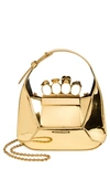 Alexander Mcqueen Mini Skull Four-ring Metallic Shoulder Bag In Gold