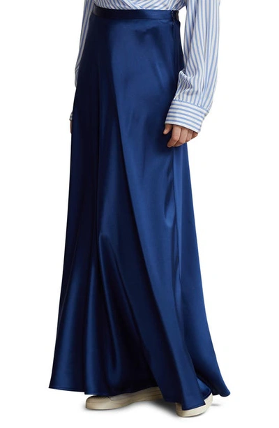 Ralph Lauren Bias-cut Double-faced Satin Skirt In Blue