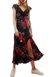 FREE PEOPLE WARM HEARTS LACE & SATIN MAXI DRESS