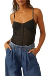 Free People Shimmer Night Rhythm Corset Bodysuit In Black