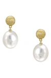 MARCO BICEGO AFRICA 18K YELLOW GOLD & PEARL SMALL DROP EARRINGS