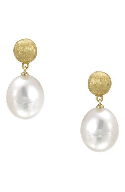 MARCO BICEGO AFRICA 18K YELLOW GOLD & PEARL SMALL DROP EARRINGS