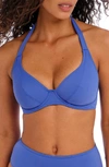 Freya Jewel Cove Halter Bikini Top In Plain Azure