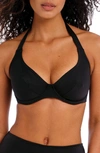 Freya Jewel Cove Halter Bikini Top In Plain Black