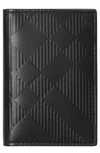 Burberry Bateman Check Embossed Leather Bifold Wallet In Black