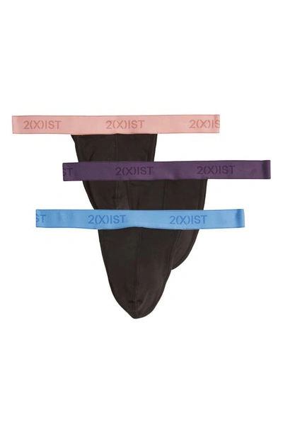 2(x)ist 3-pack Cotton Thong In Black W Tattoo